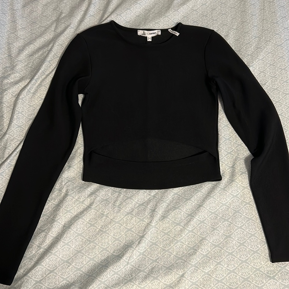 Long Sleeve Cut Out Top - Black